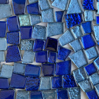 Verre Mosaique - glass mosaic -Glasmosaik-glasmozaïek-Glastegel met Spiegel Blauwmix - mosaicshop