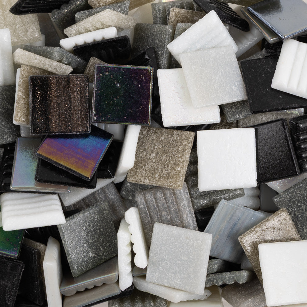 Mosaico de vidrio gris mixto de 20mm