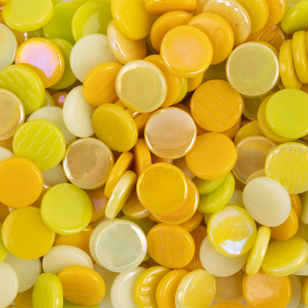 Pastilles De Verre 18mm  Mélange Jaune