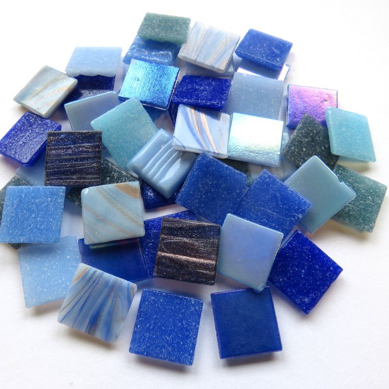 Pastilha de Vidro Sortido Azul 20mm