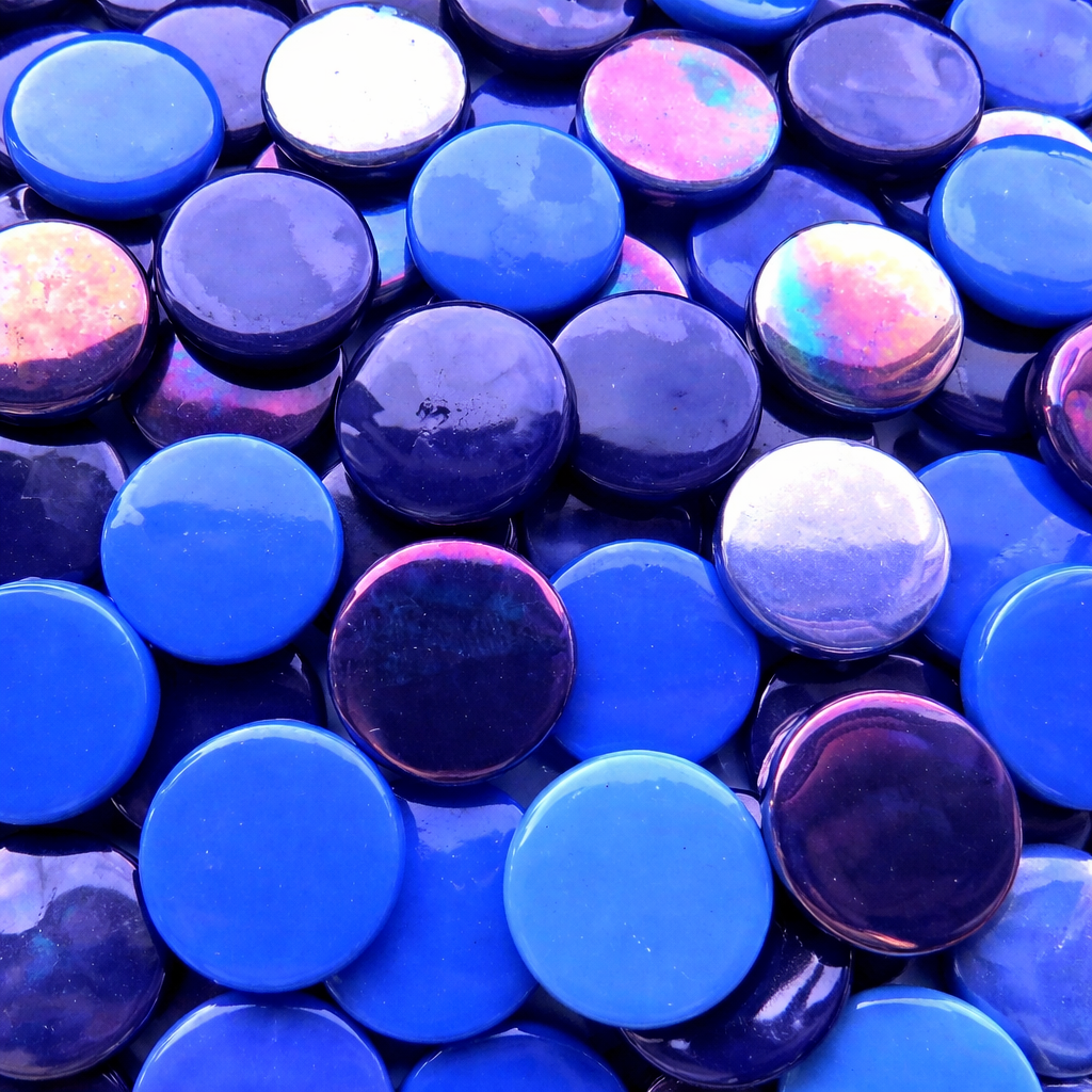 Pastilha de Vidro Redonda 18mm Sortido Azul
