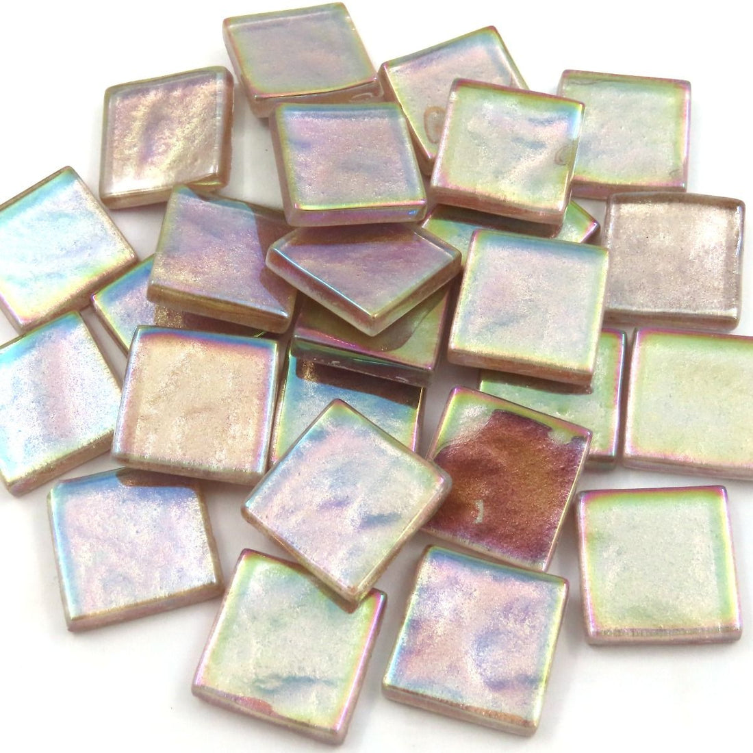 Cristal Ondulado Iridescente 20mm Baga Dourada