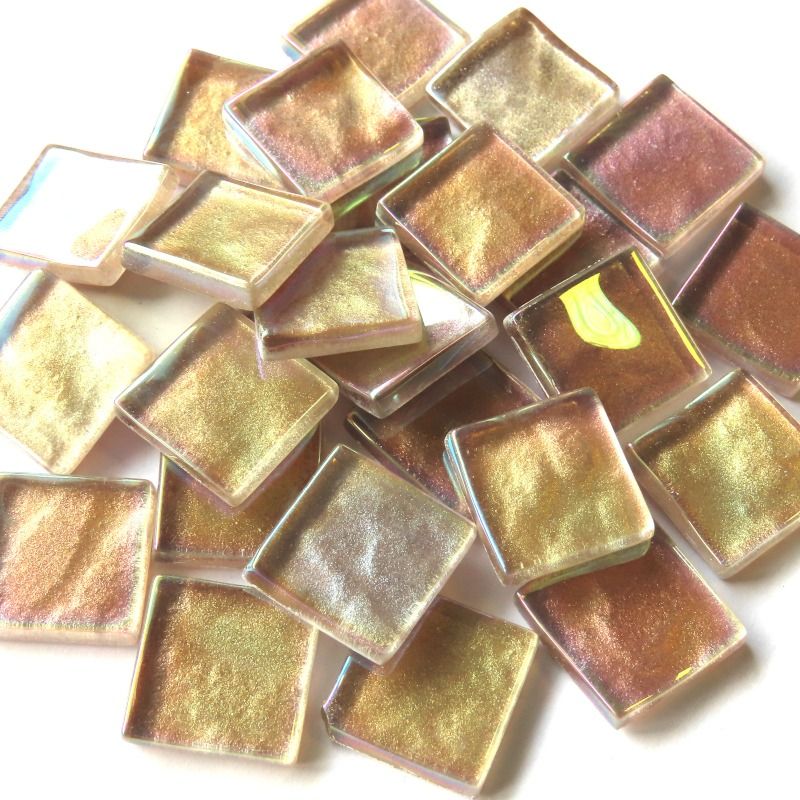 Cristal Ondulado Iridescente 20mm Baga Dourada