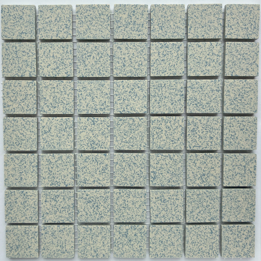 Winckelmans Bleu 208 Mouchetés – pastilhas de mosaico mates de 20x20 mm sobre rede