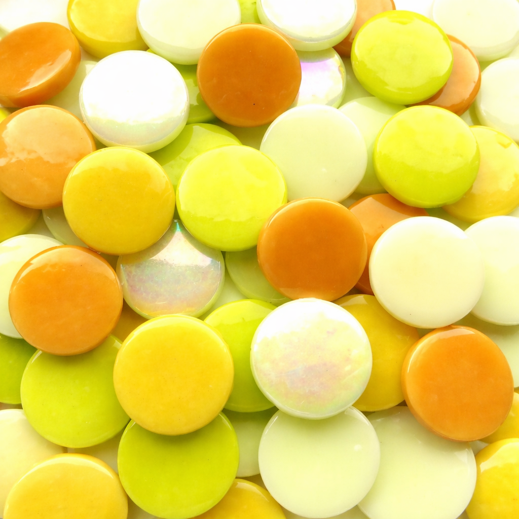 Pastilles De Verre 18mm  Mélange Jaune