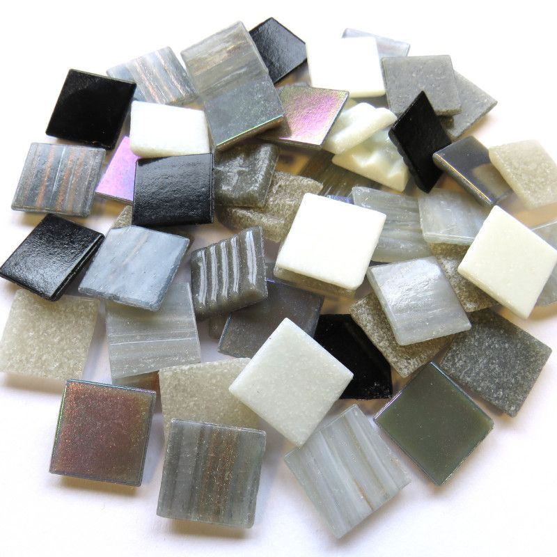 Mosaico de vidrio gris mixto de 20mm