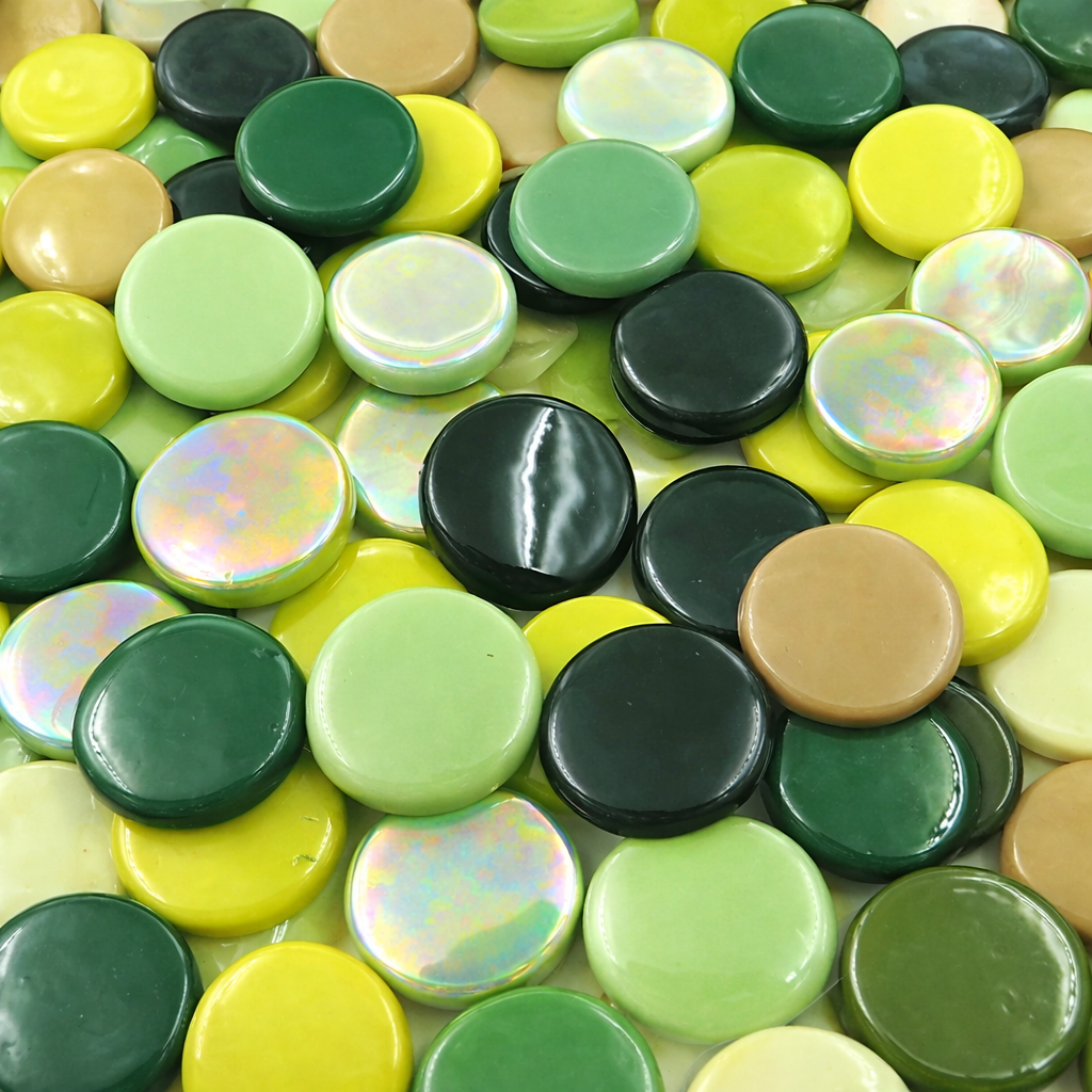 Pastilles De Verre 18mm  Mélange Vert