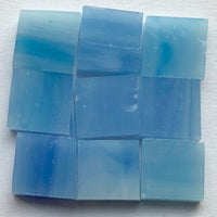 Detail of Tiffany Glacier Caribbean Blue with nine glass tiles