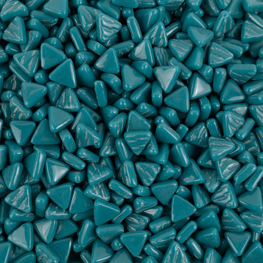Mini mosaico de vidrio triangular cian oscuro