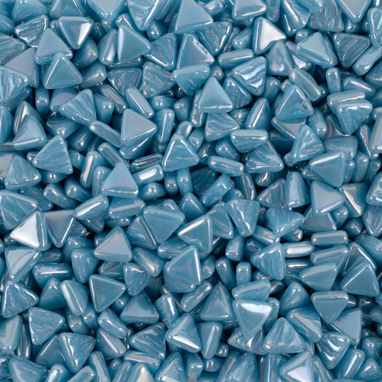 Mini mosaïque en verre triangle  Lac bleu irisé