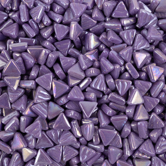 Mini mosaïque en verre triangle  margenta irisé