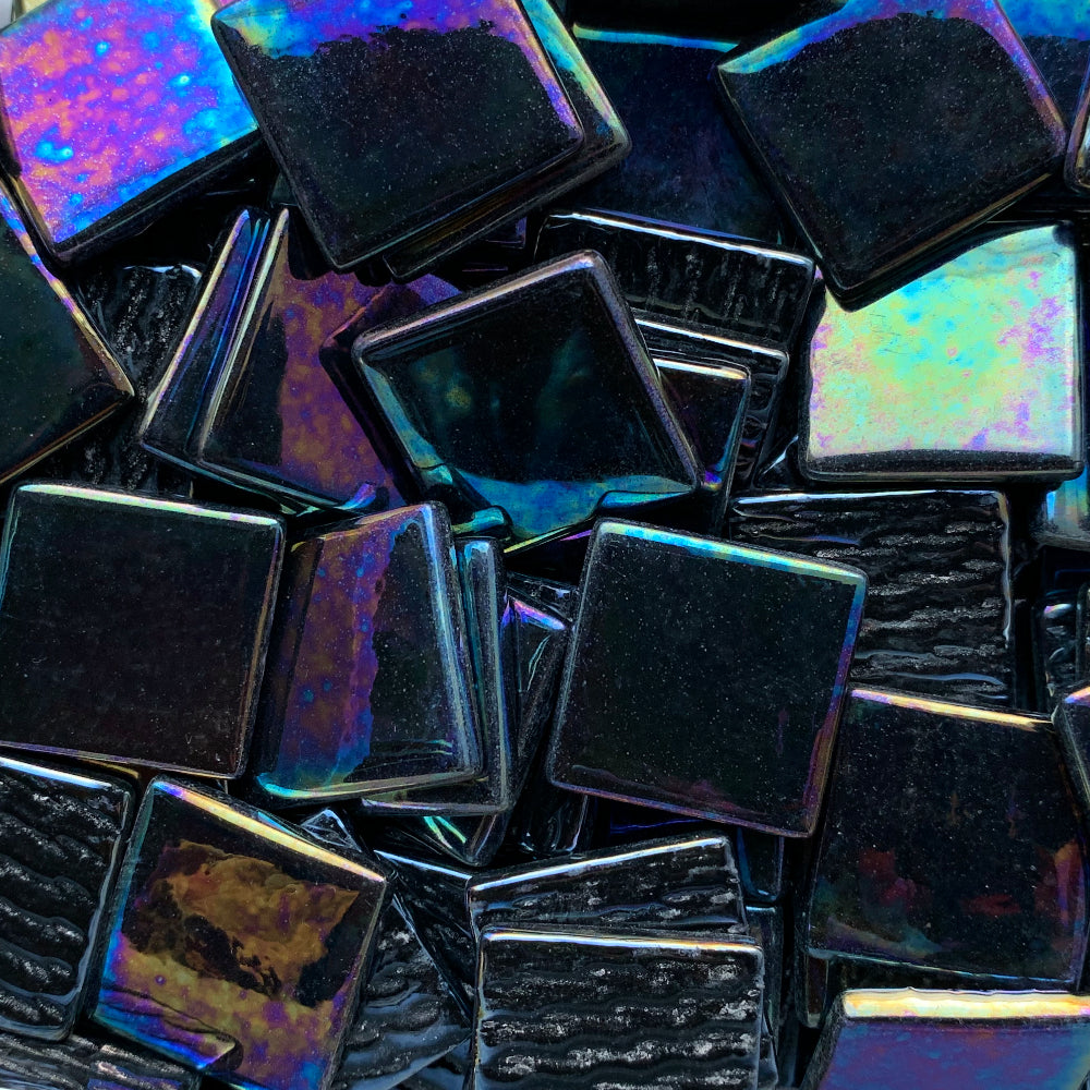 Pâte de Verre Pearlised 25mm Opal Black