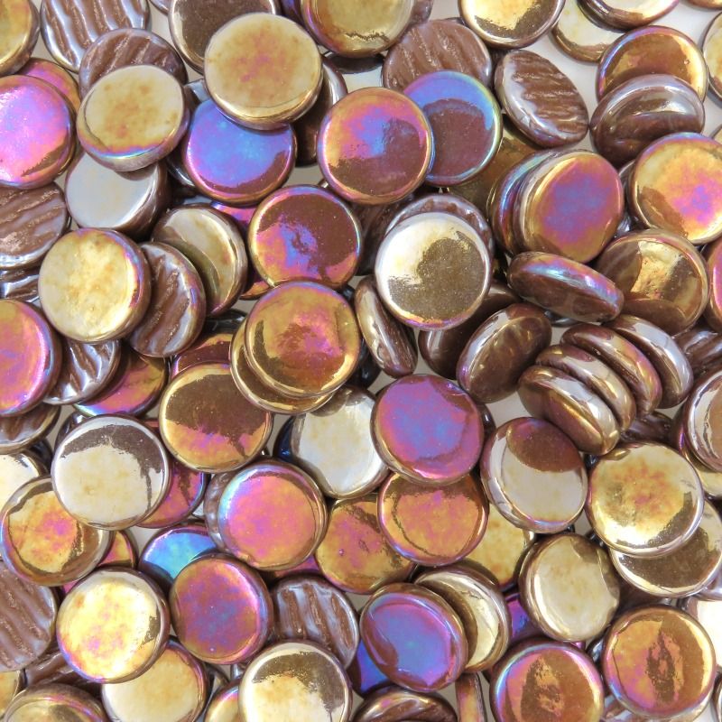 Azulejo Redondo de Vidrio Nácar 18mm Café