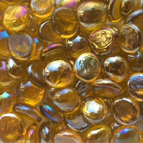 Verre Mosaique - glass mosaic -Glasmosaik-glasmozaïek-Glasdruppels 16-20mm Diamantgeel - mosaicshop