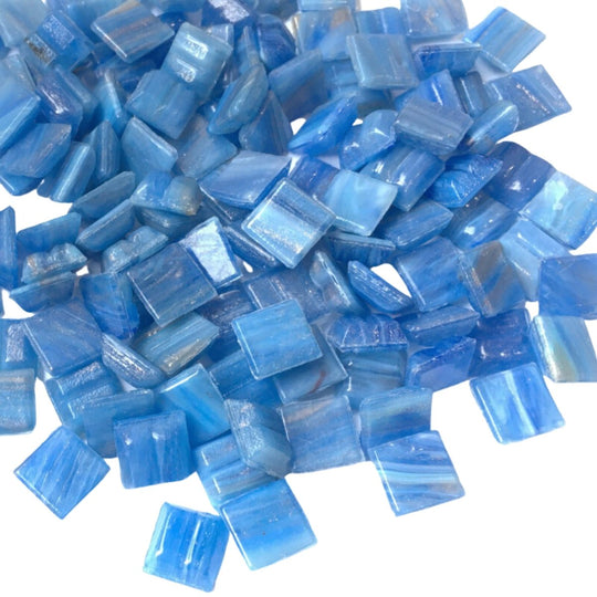 Pâtes De Verre Veiné D'or 10mm  Ruban Bleu