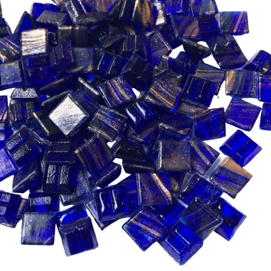 Pâtes De Verre Veiné D'or 10mm  Bleu Foncé