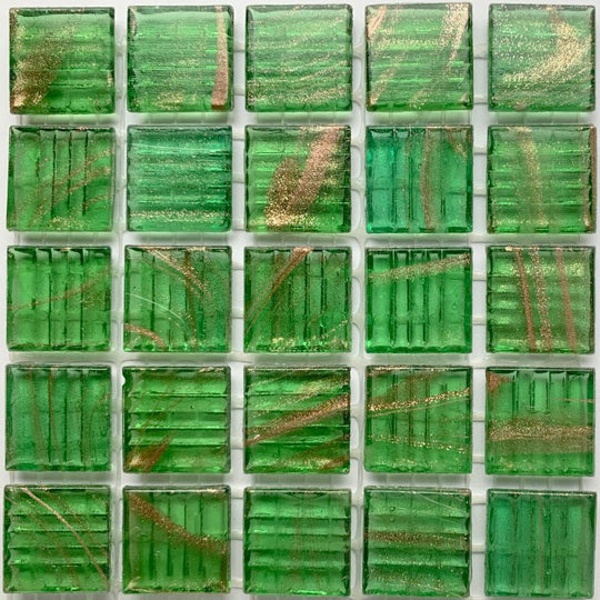 Pastilha de Vidro com Veios de Ouro 20mm Absinto