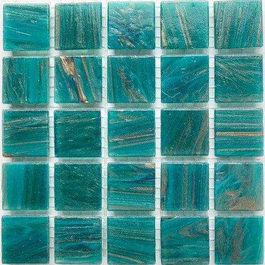 Mosaico de Vidrio con Vetas de Oro 20mm Aventurina