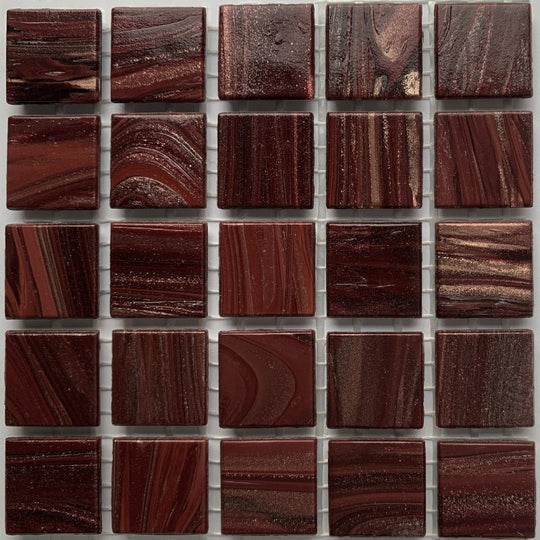 Mosaico de Vidrio con Vetas de Oro 20mm Granate