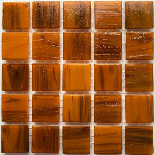 Mosaico de Vidrio con Vetas de Oro 20mm Mandarina