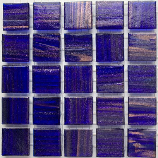 Mosaico de Vidrio con Vetas de Oro 20mm Azul Noche