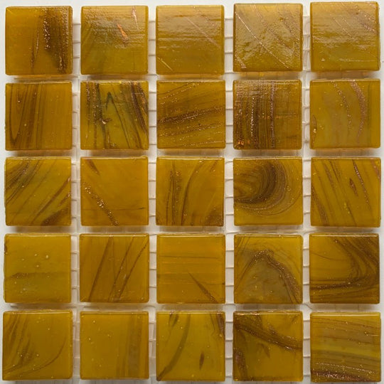 Mosaico de Vidrio con Vetas de Oro 20mm Ocre