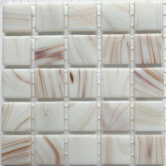 Mosaico de Vidrio con Vetas de Oro 20mm Oro Blanco