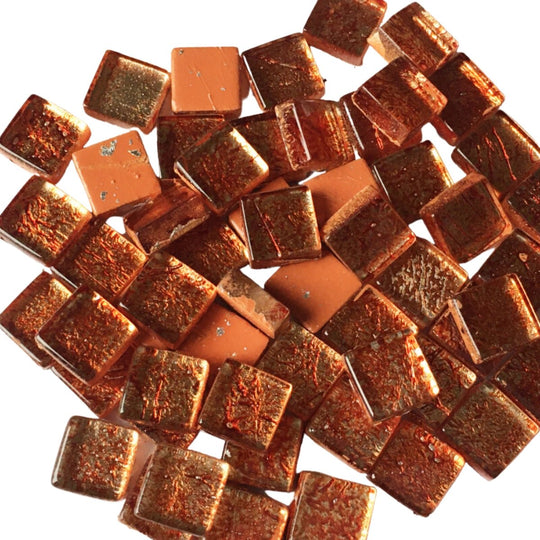 Pâtes de Verre Miroir Colorées 10mm  Ambre