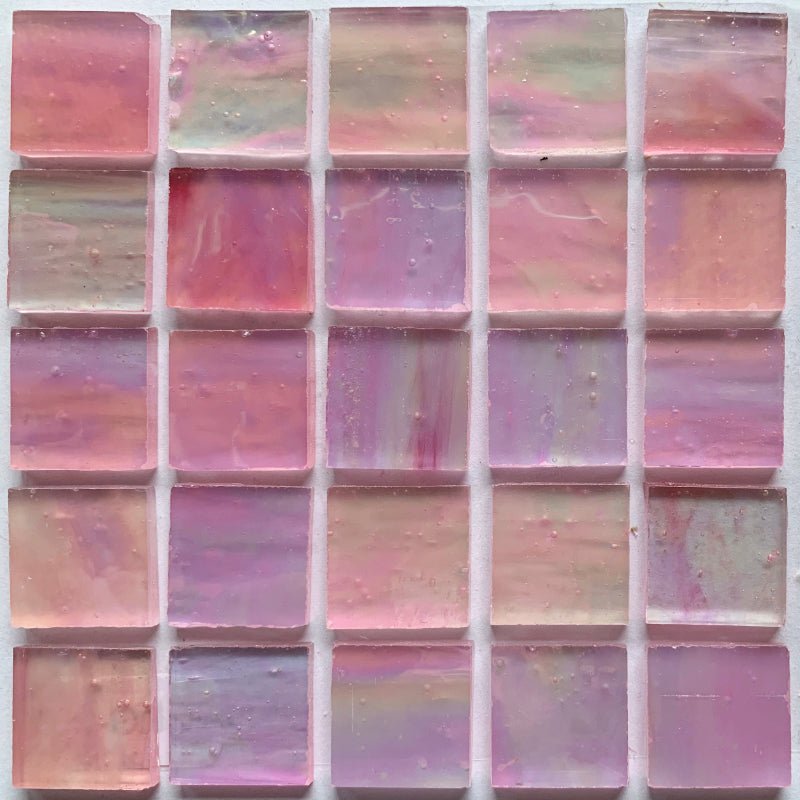Verre Mosaique - glass mosaic -Glasmosaik-glasmozaïek-Glasmozaiek Tiffany Glacier 20mm Roze - mosaicshop