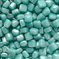 Verre Mosaique - glass mosaic -Glasmosaik-glasmozaïek-Micro Glasmozaiek 4,8mm Parelmoer Half Cyaan - mosaicshop
