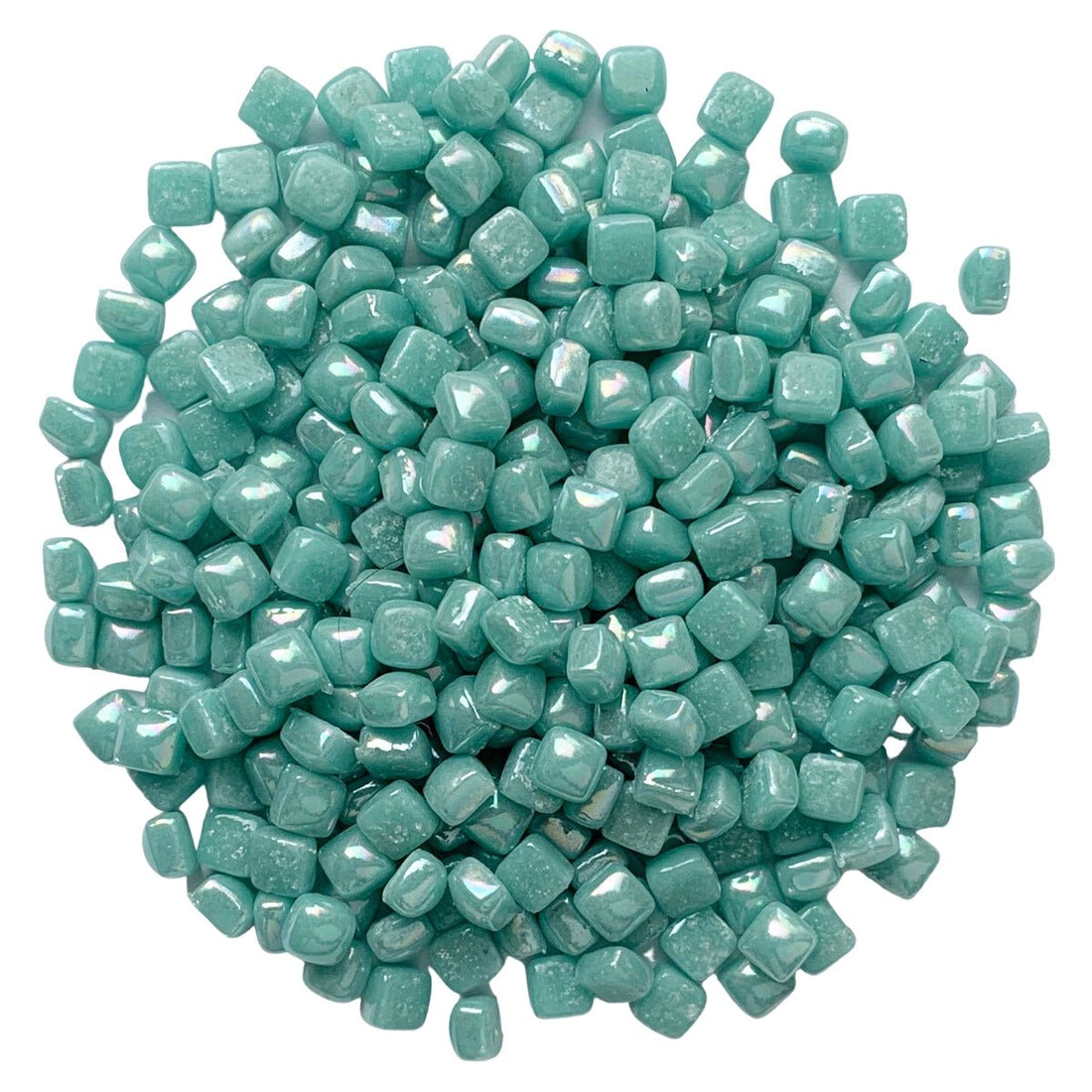 Verre Mosaique - glass mosaic -Glasmosaik-glasmozaïek-Micro Glasmozaiek 4,8mm Parelmoer Half Cyaan - mosaicshop