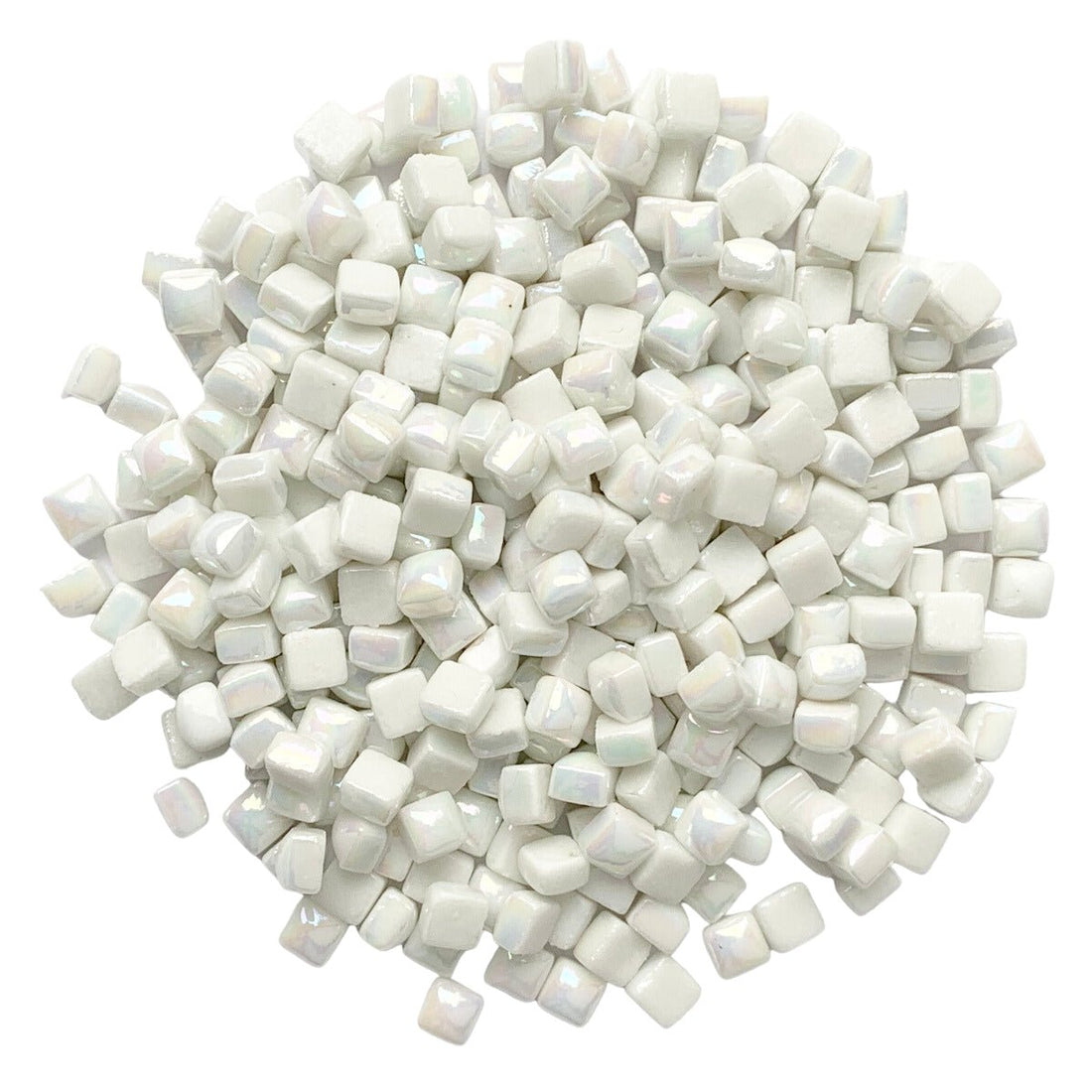 Verre Mosaique - glass mosaic -Glasmosaik-glasmozaïek-Micro Glasmozaiek 4,8mm Parelmoer Wit - mosaicshop