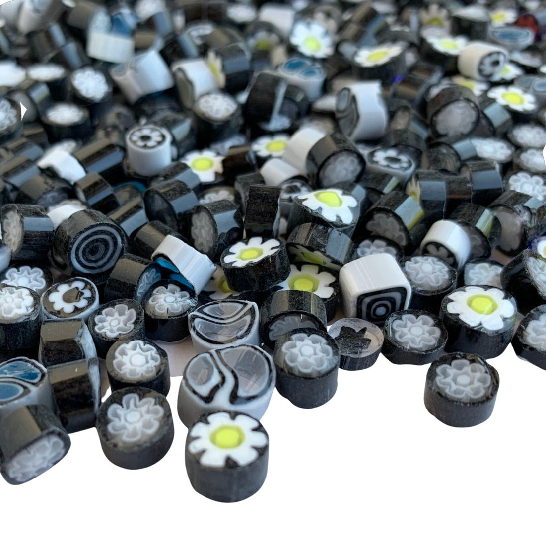 Verre Mosaique - glass mosaic -Glasmosaik-glasmozaïek-Millefiori Zwartmix - mosaicshop