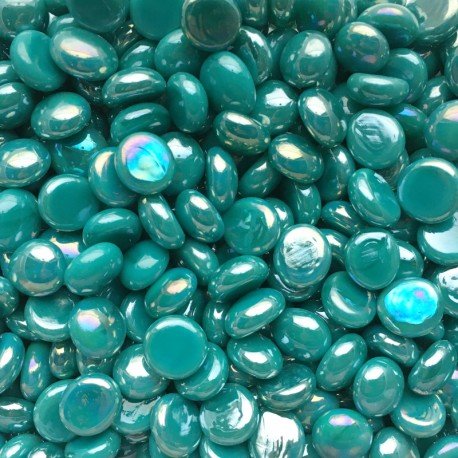 Verre Mosaique - glass mosaic -Glasmosaik-glasmozaïek-Mini Glasdruppels 9-13mm Opaalcyaan - mosaicshop