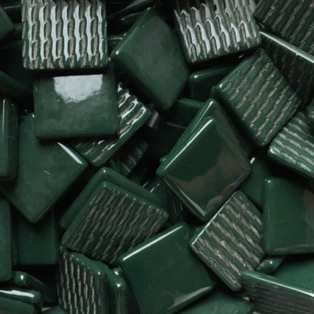 Verre Mosaique - glass mosaic -Glasmosaik-glasmozaïek-Pâte de Verre 25mm Donkergroen - mosaicshop