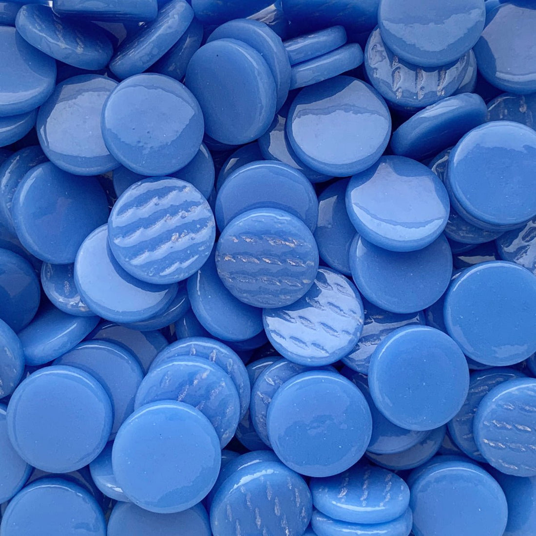 Verre Mosaique - glass mosaic -Glasmosaik-glasmozaïek-Ronde Glastegel 18mm Blauw - mosaicshop