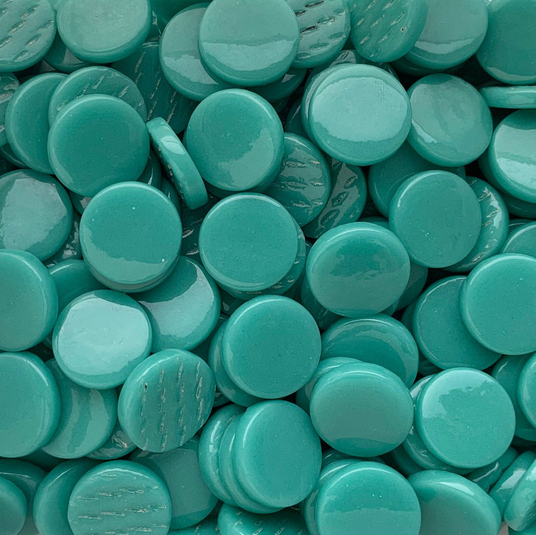Verre Mosaique - glass mosaic -Glasmosaik-glasmozaïek-Ronde Glastegel 18mm Cyaan - mosaicshop