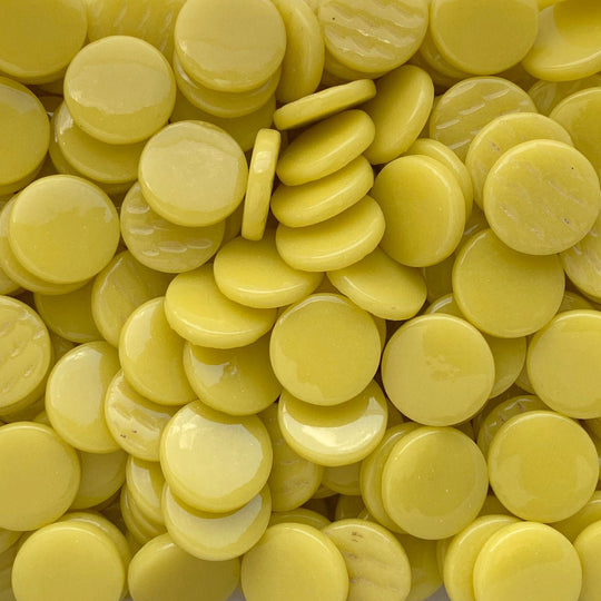 Pastilha de Vidro Redonda 18mm Opala Amarelo