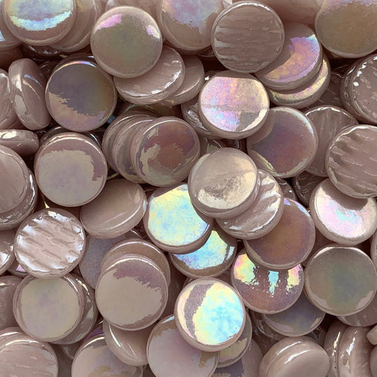 Azulejo Redondo de Vidrio Nácar 18mm Rosa Claro