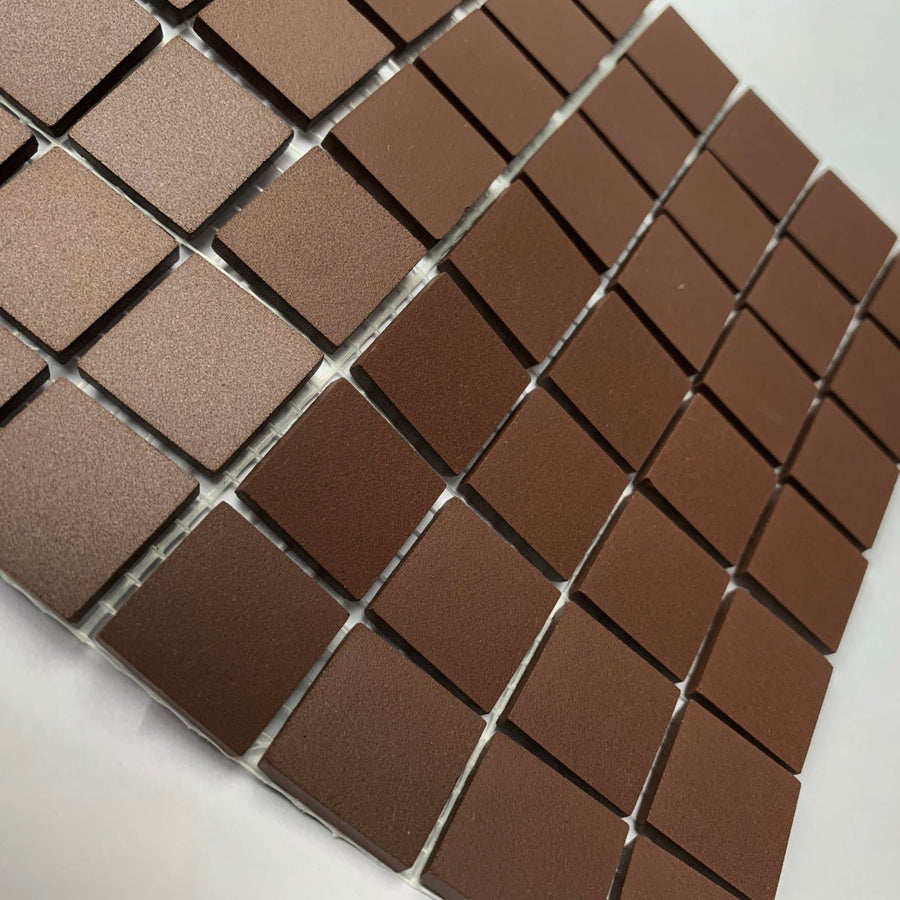 Winckelmans Brun – teselas de mosaico mates de 20x20 mm sobre malla