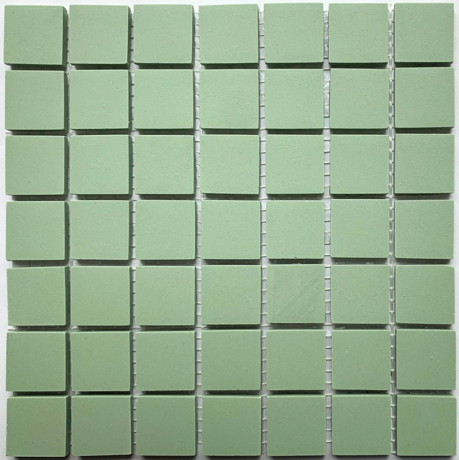 Winckelmans Pistache – pastilhas de mosaico mates de 20x20 mm sobre rede