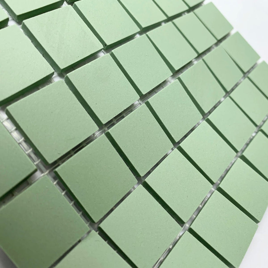 Winckelmans Pistache – pastilhas de mosaico mates de 20x20 mm sobre rede