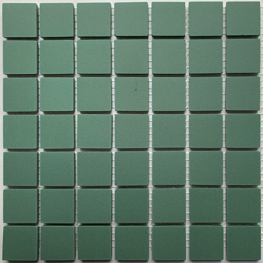 Winckelmans Vert Foncé – pastilhas de mosaico mates de 20x20 mm sobre rede